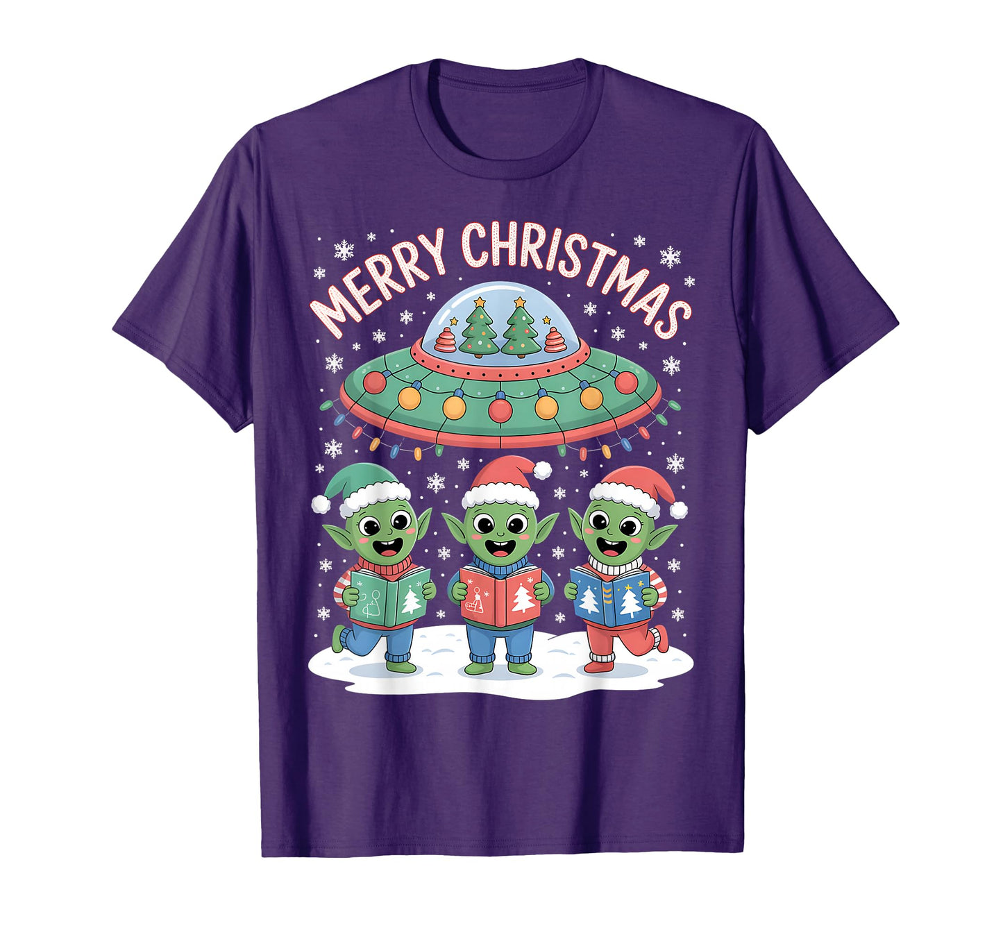 Funny Alien Trio Merry Ugly Christmas Santa Hat Gifts Xmas T-Shirt