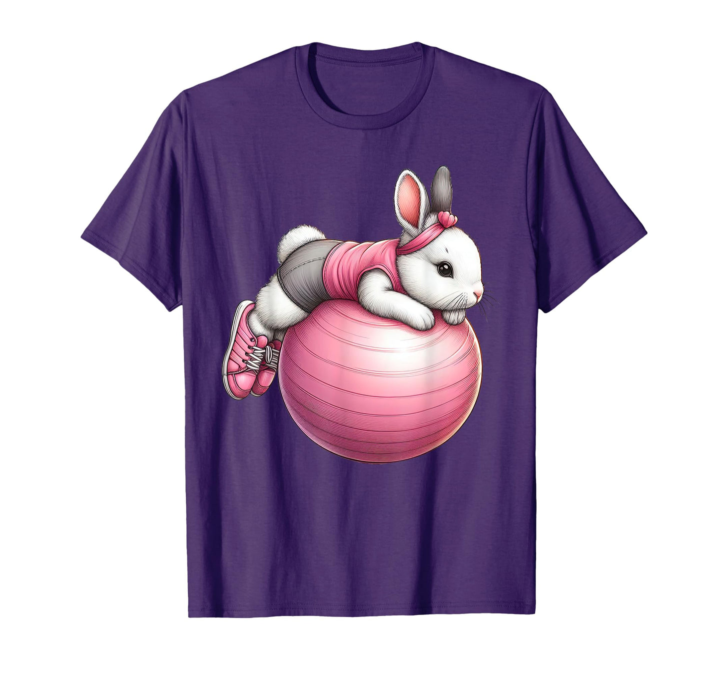 Easter Bunny on Exercise Ball Gym Fitness Workout Training T-Shirt