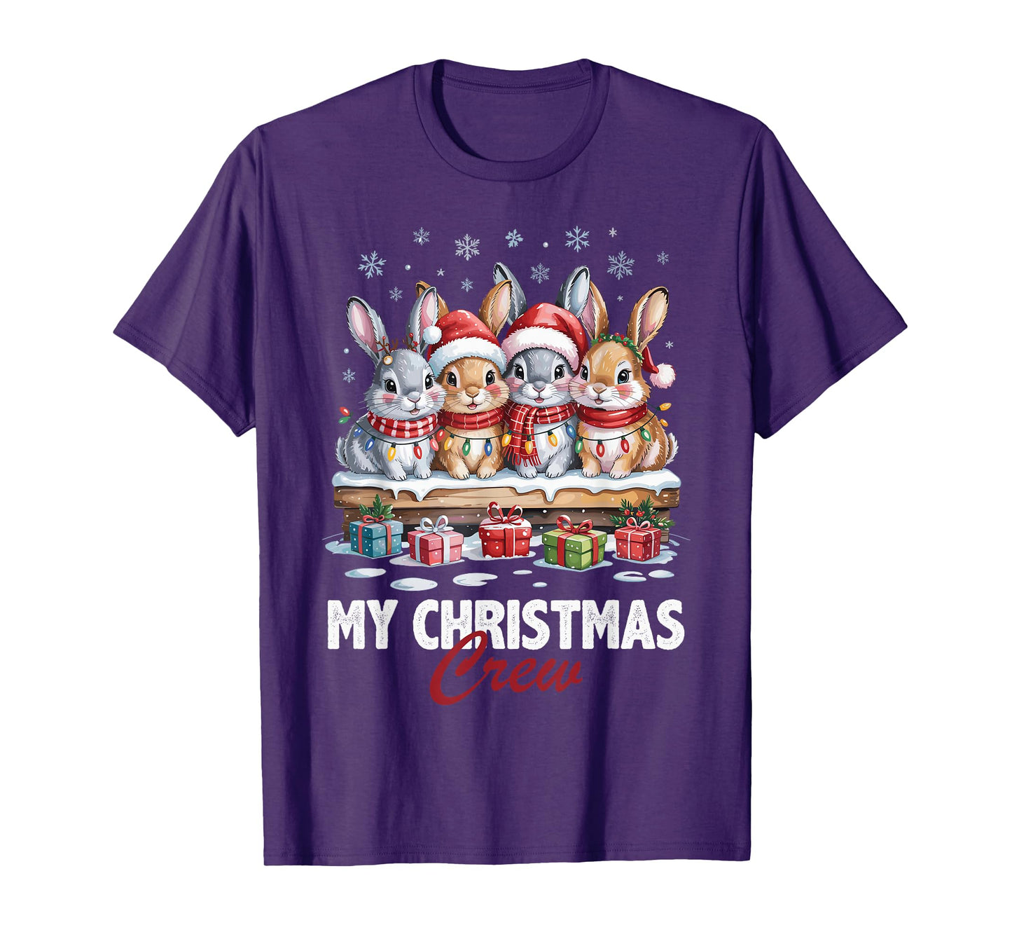 Rabbit Christmas Crew Cute Pet Lovers Funny Holiday Pajama T-Shirt