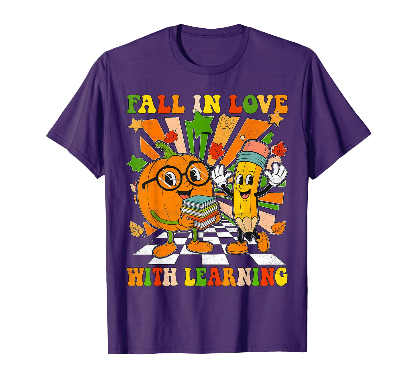 Retro Fall in Love with Learning Vintage Thanksgiving Teache T-Shirt