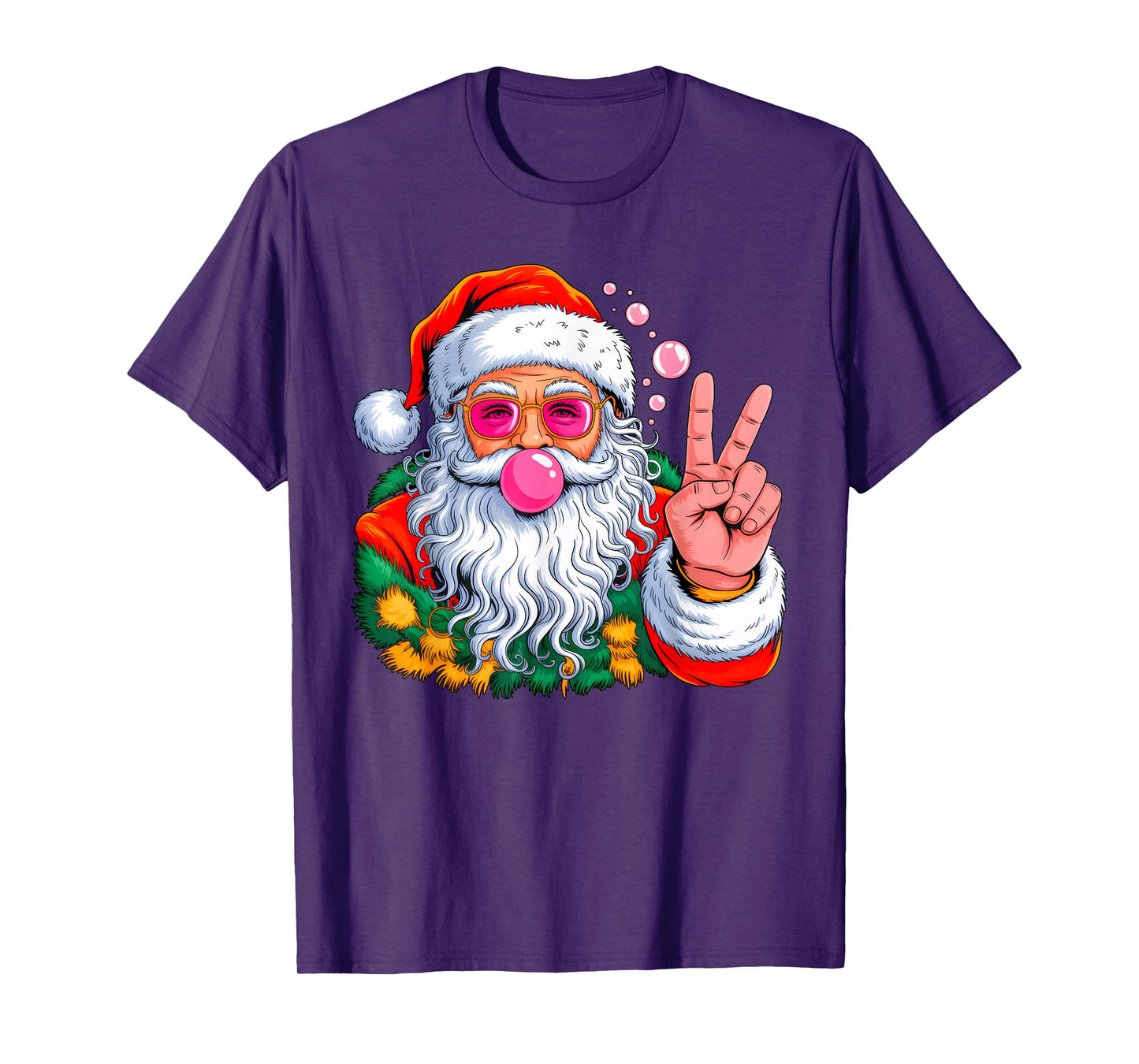 Funny Santa Claus Costume Blowing Bubble Gum Xmas Christmas T-Shirt