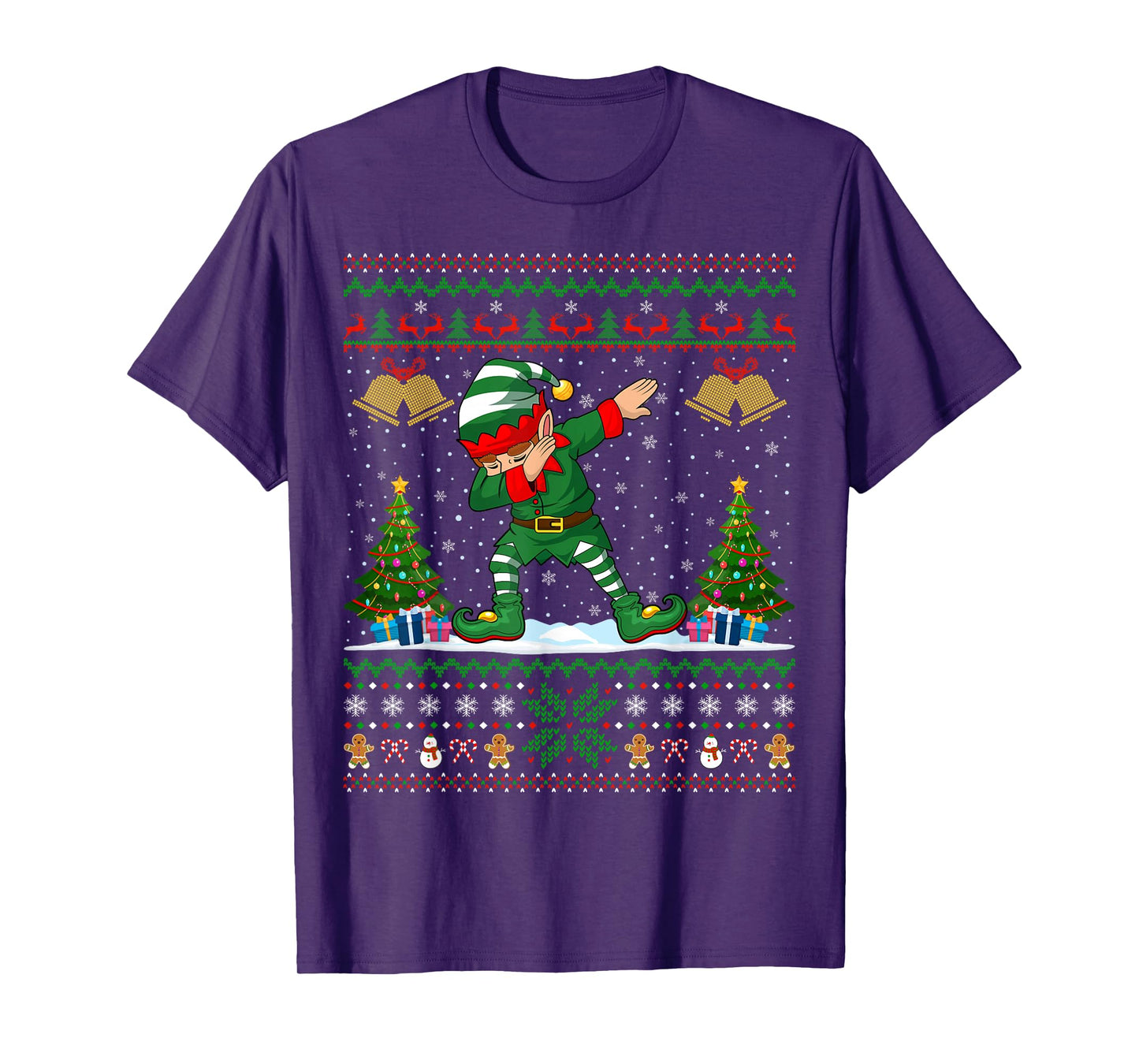 Family Matching Ugly Xmas Sweater Dabbing Elf Christmas T-Shirt