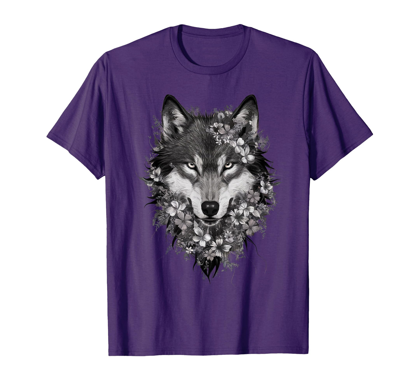 Floral Wolf Vintage Flowers Wolf Face for Wolves Lover T-Shirt