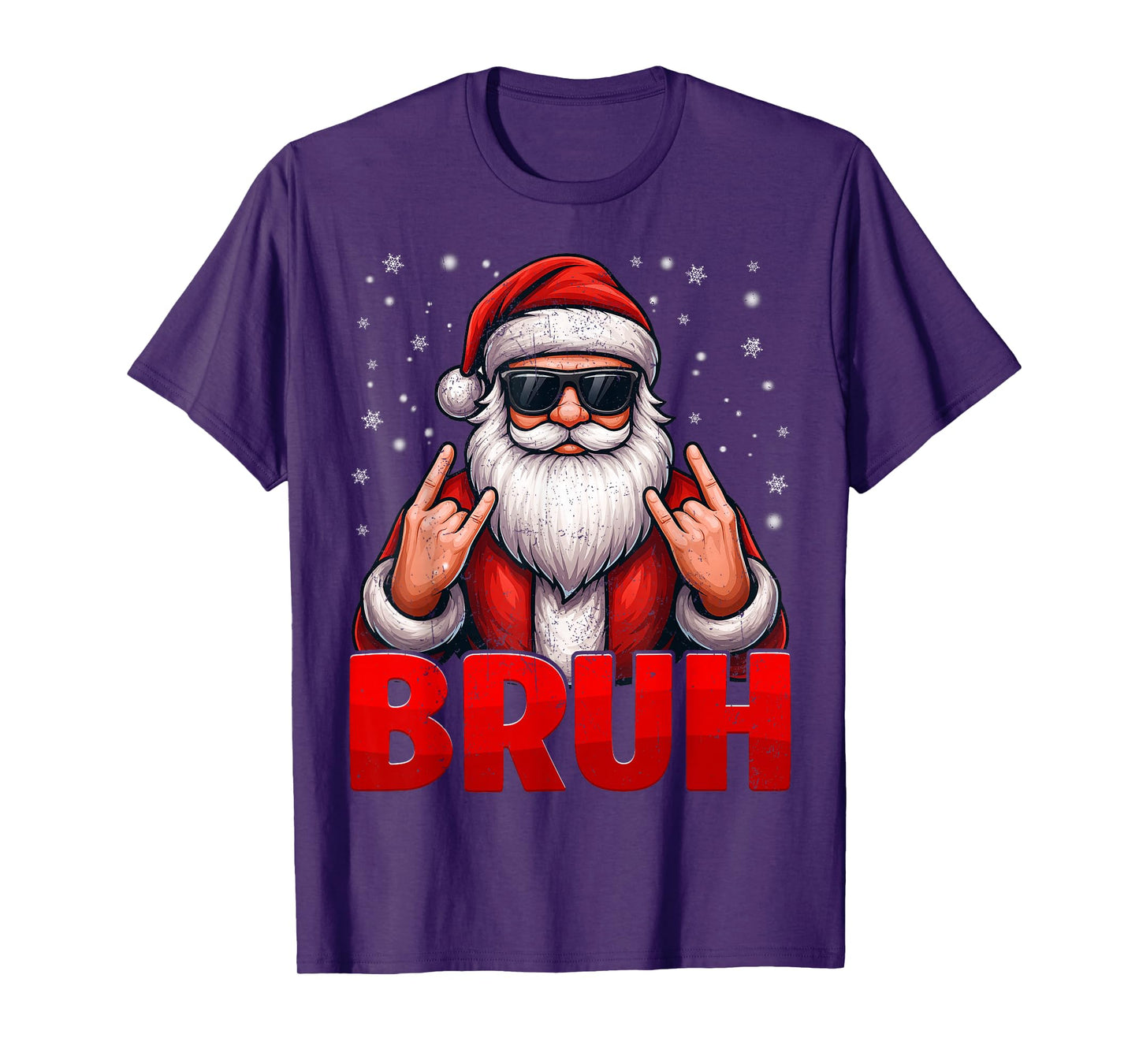 Bruh Santa Rock On Snowflake Christmas Xmas Mens Boys Tees T-Shirt