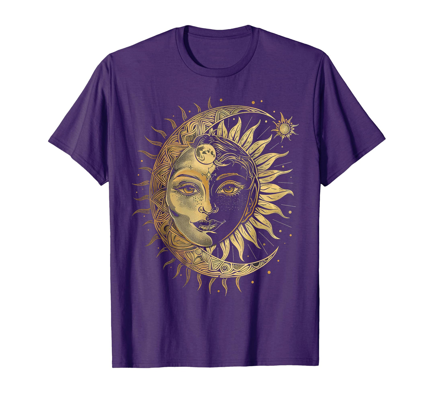 mystic sun and moon woman mystical flowers aesthetic T-Shirt