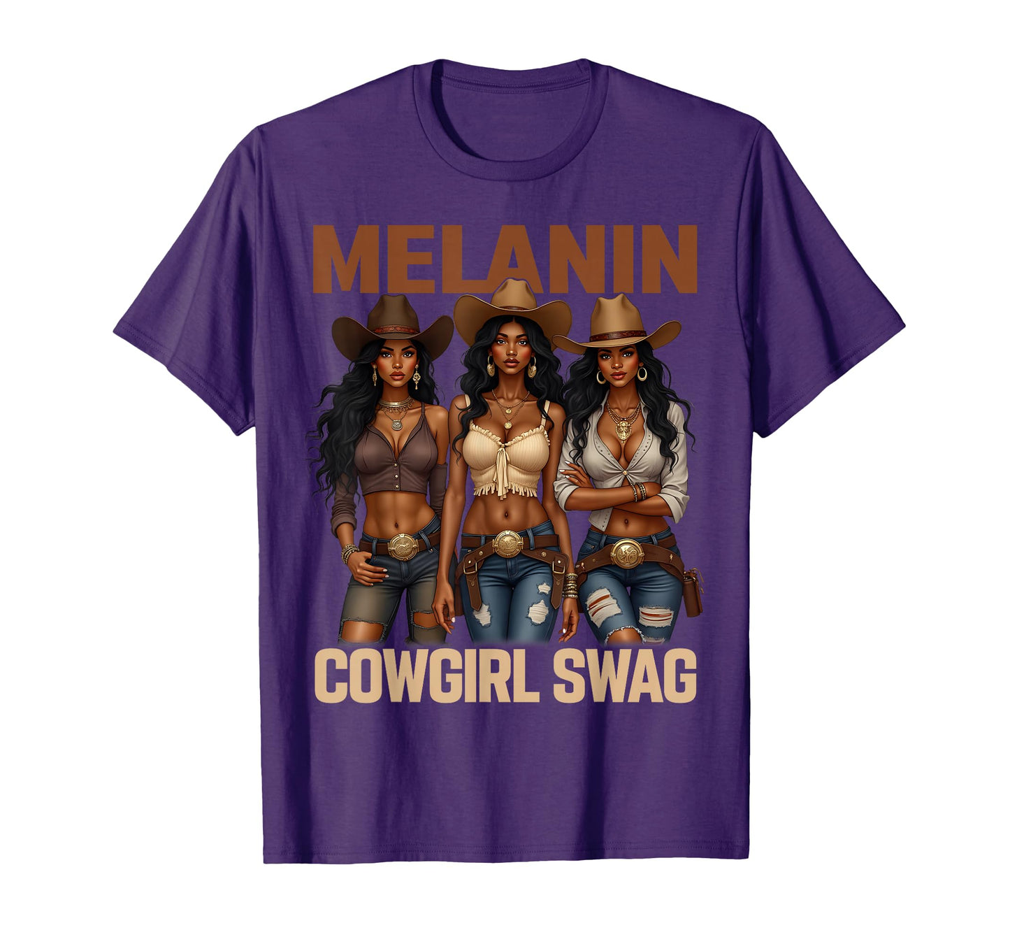 African Melanin Cowgirl Swag, Melanin Cowgirls Black BHM T-Shirt