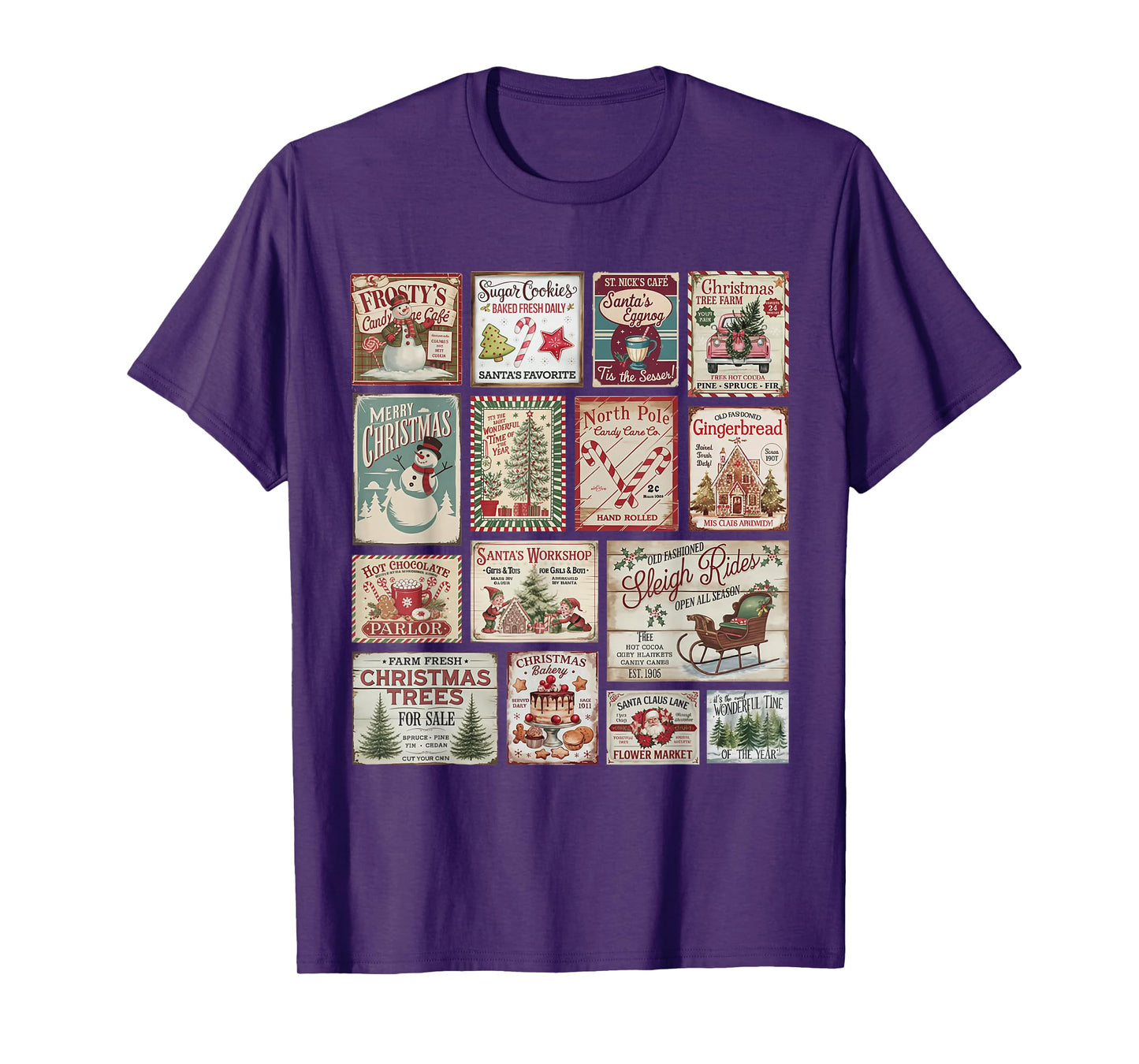 Vintage Christmas Stamps Retro Postage Santa T-Shirt