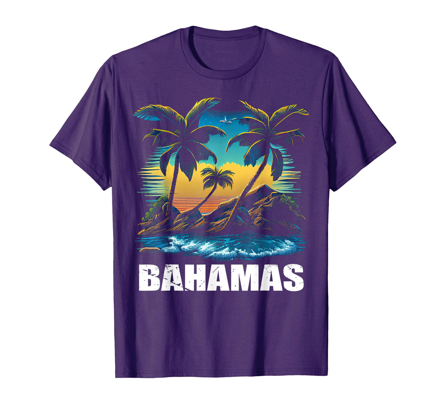 Retro Bahamas Sunset Vintage Vacation Souvenir T-Shirt