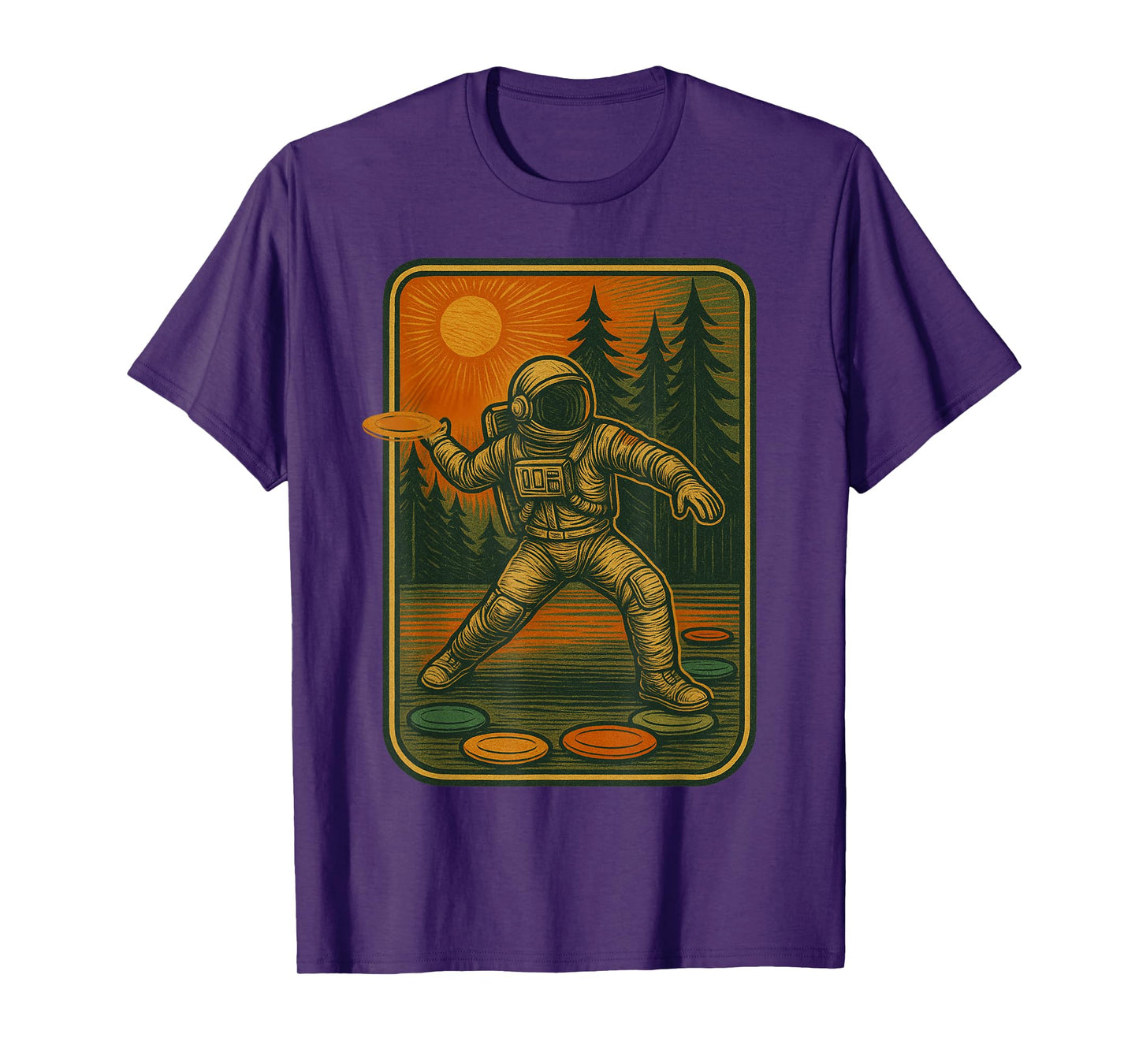 Disc Golf Astronaut Vintage Funny Astronaut Disc Golf T-Shirt
