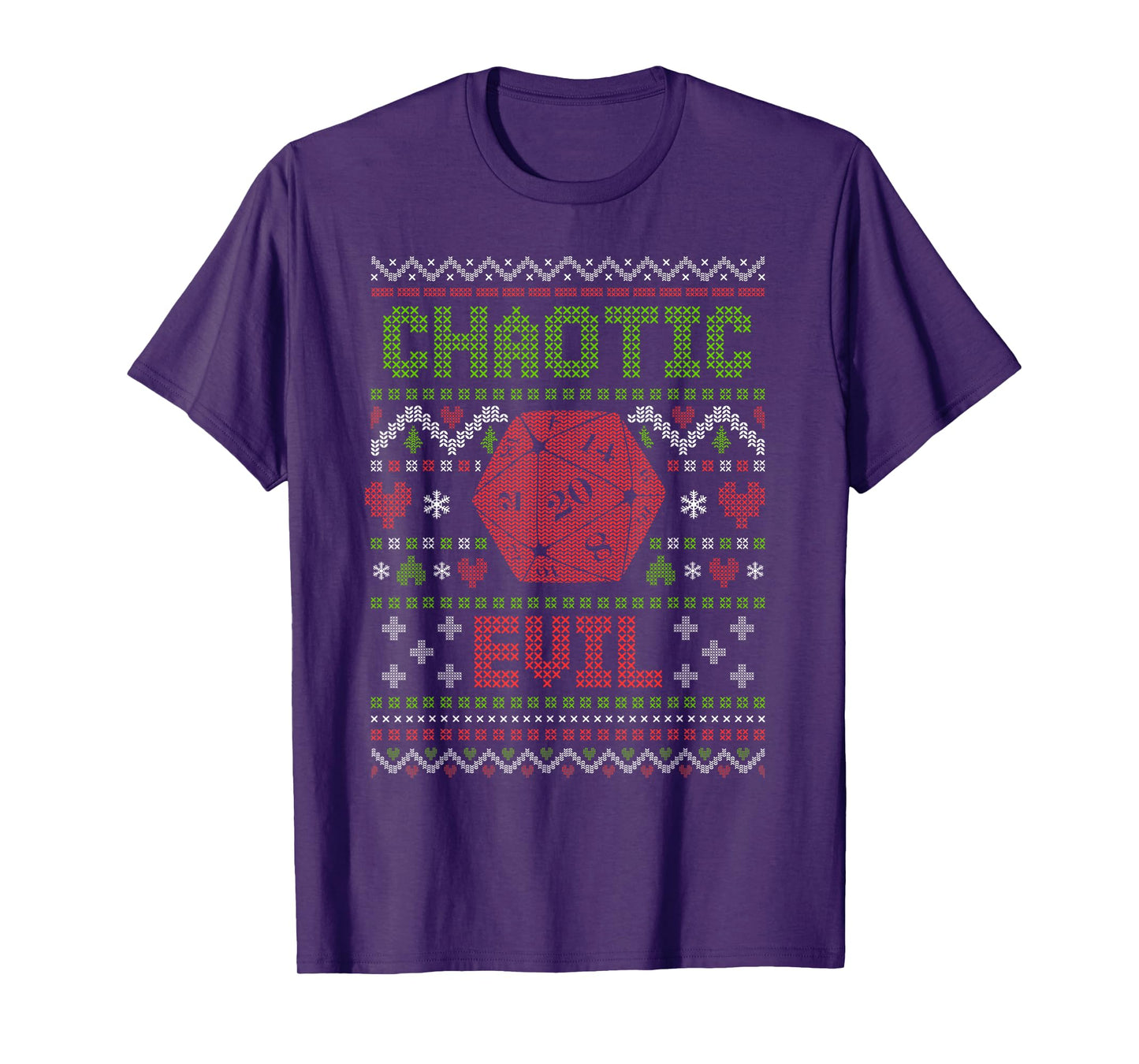 Funny RPG Gamer Ugly Christmas Sweater D20 Chaotic Evil T-Shirt