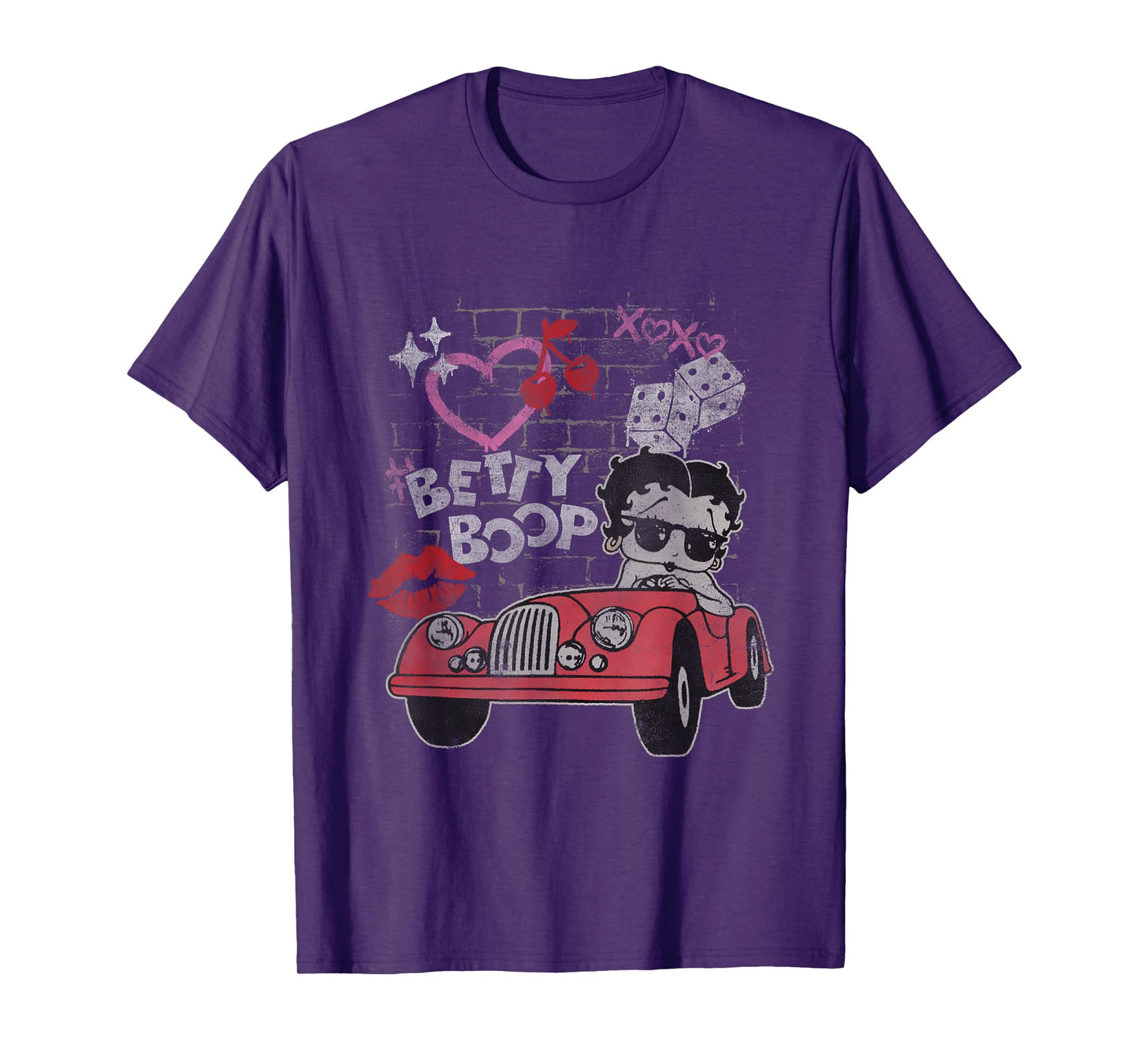 Betty Boop Kisses Distressed Heart Betty T-Shirt