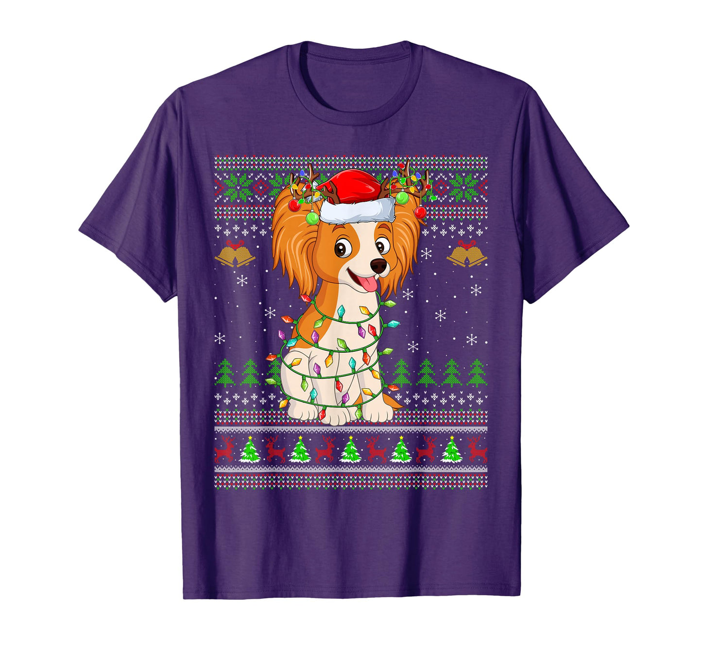 Papillon Dog Ugly Christmas Sweaters Holiday Santa Xmas T-Shirt