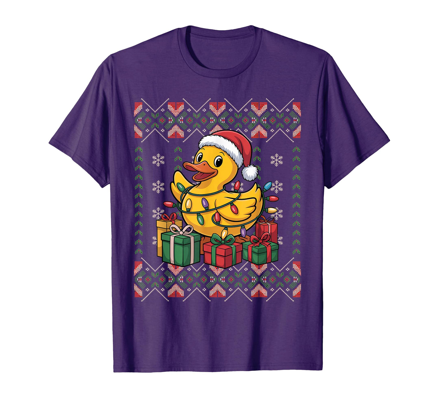 Santa Rubber Duck Christmas Ugly Sweater Funny Holiday T-Shirt