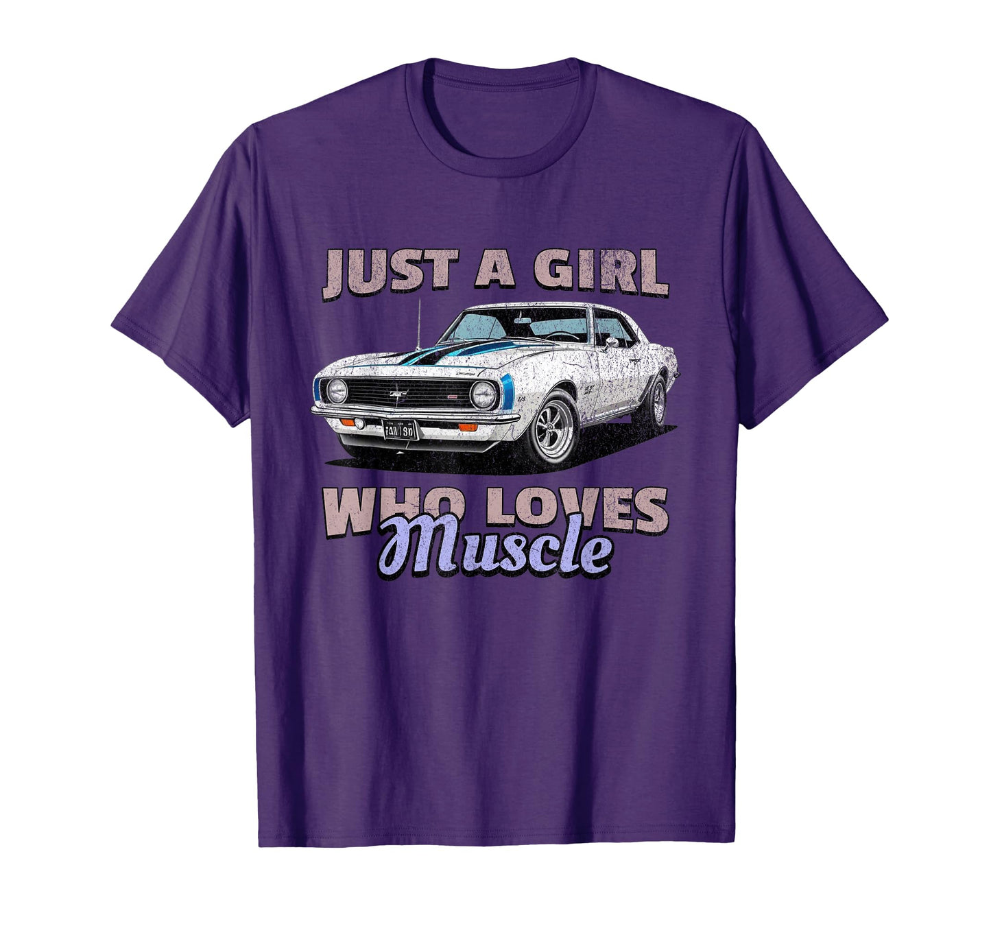 Just A Girl Who Loves Muscle Cars, Retro American Muscle Car T-Shirt