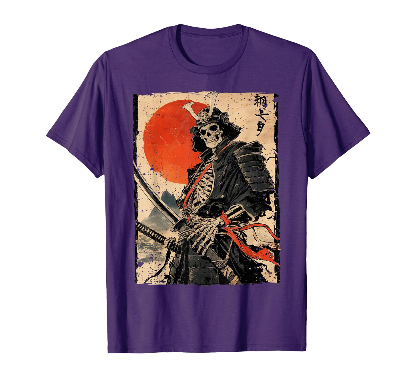 Japan Samurai Warrior Skeleton Ukiyo Ink Artwork Samurai T-Shirt