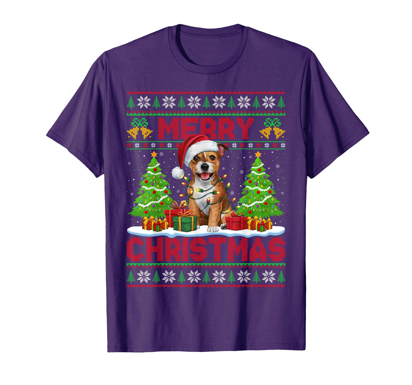 American Staffordshire Terrier Ugly Christmas Sweaters Xmas T-Shirt