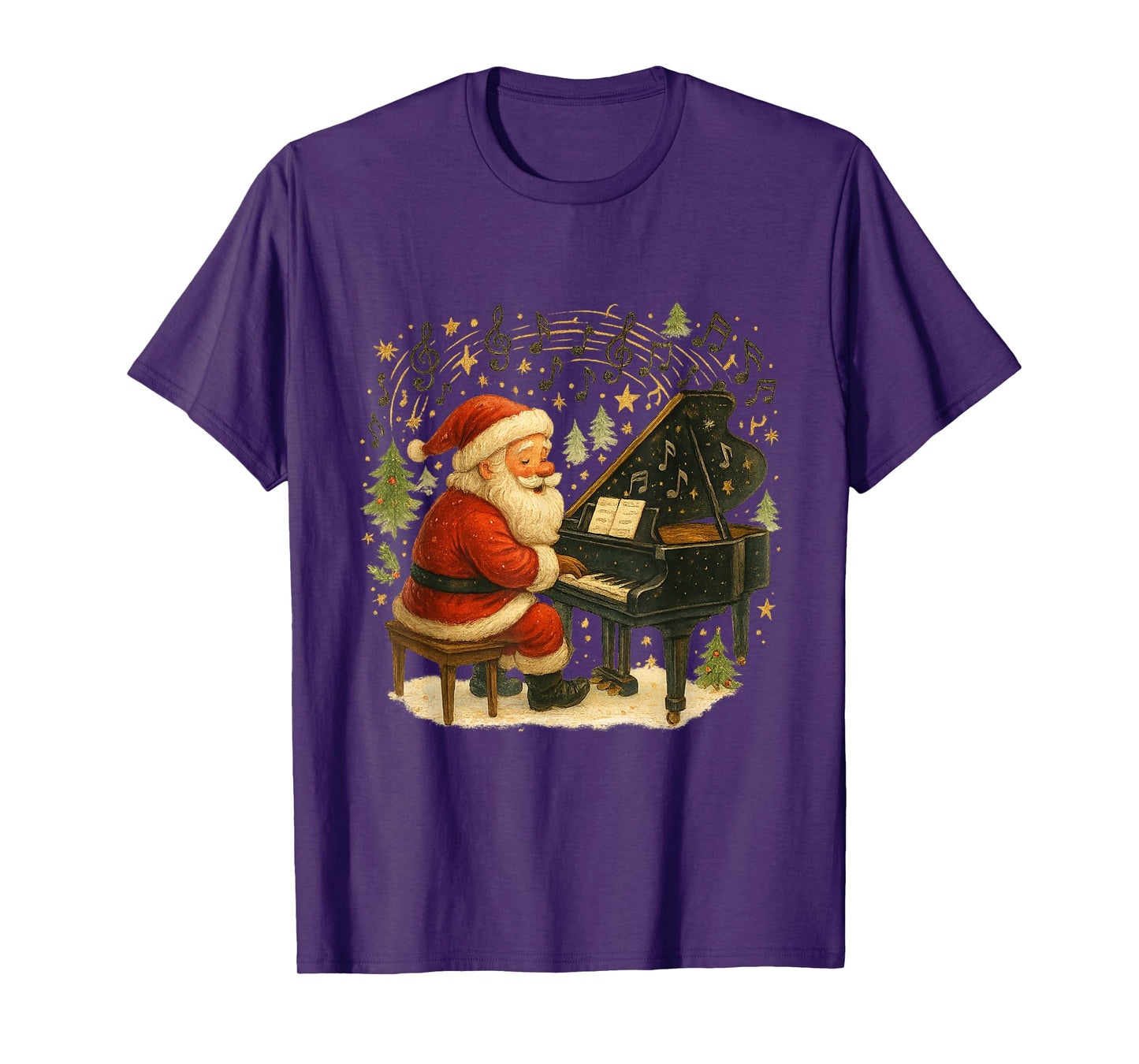 Santa at The Piano - Festive Holiday Design T-Shirt