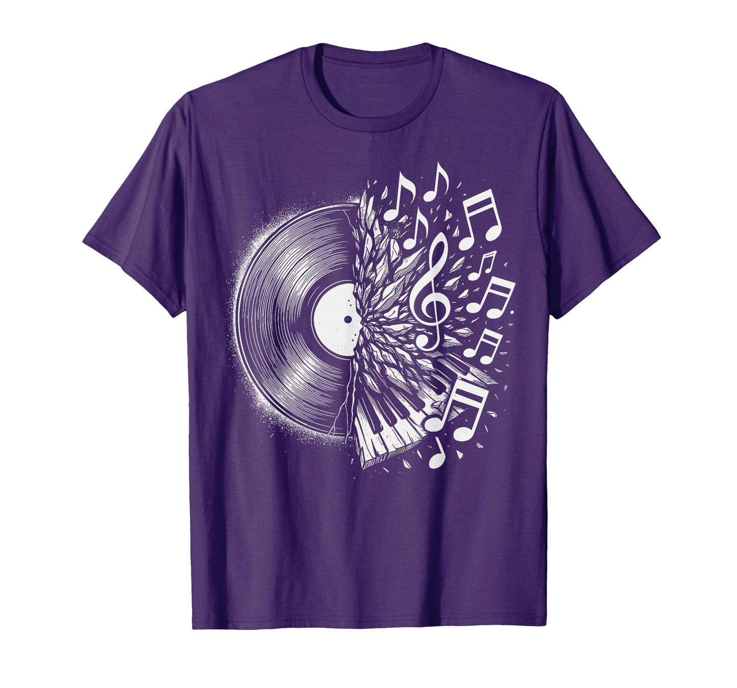 Vinyl Record Music Notes Retro Piano T-Shirt