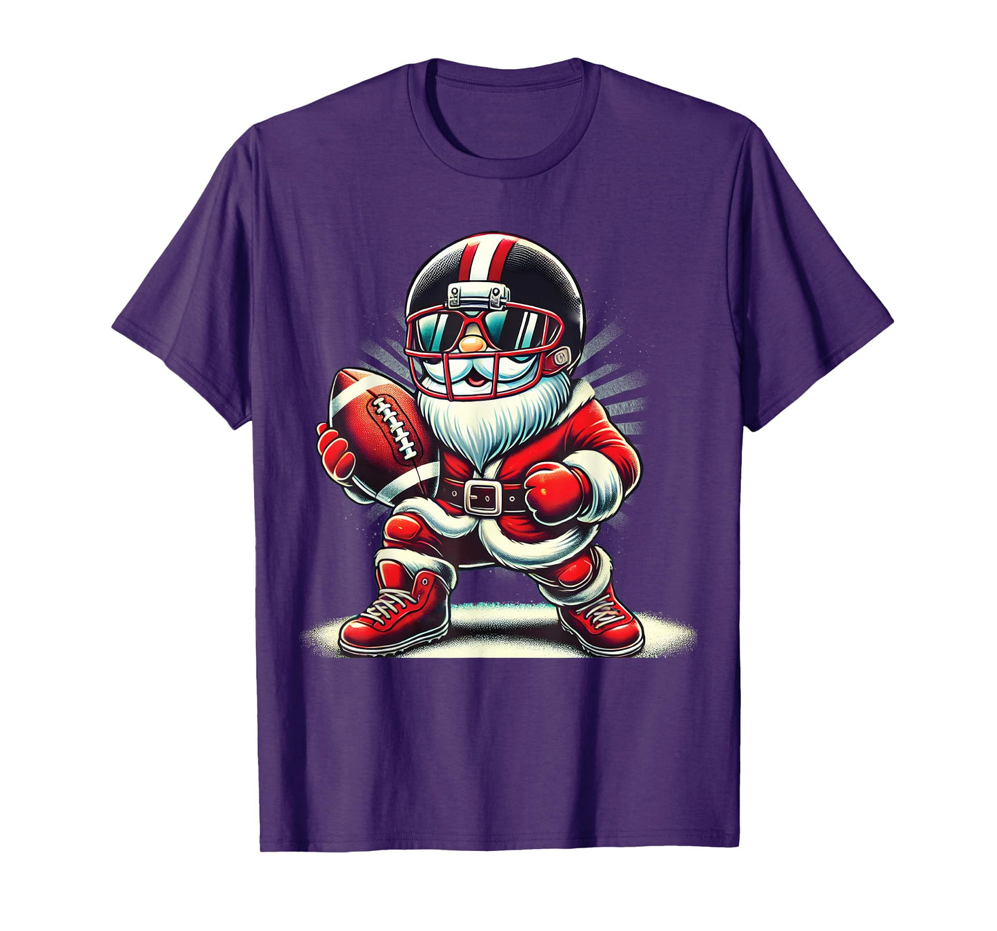 Christmas Santa Claus Football Lineman Quarterback Boys Kids T-Shirt