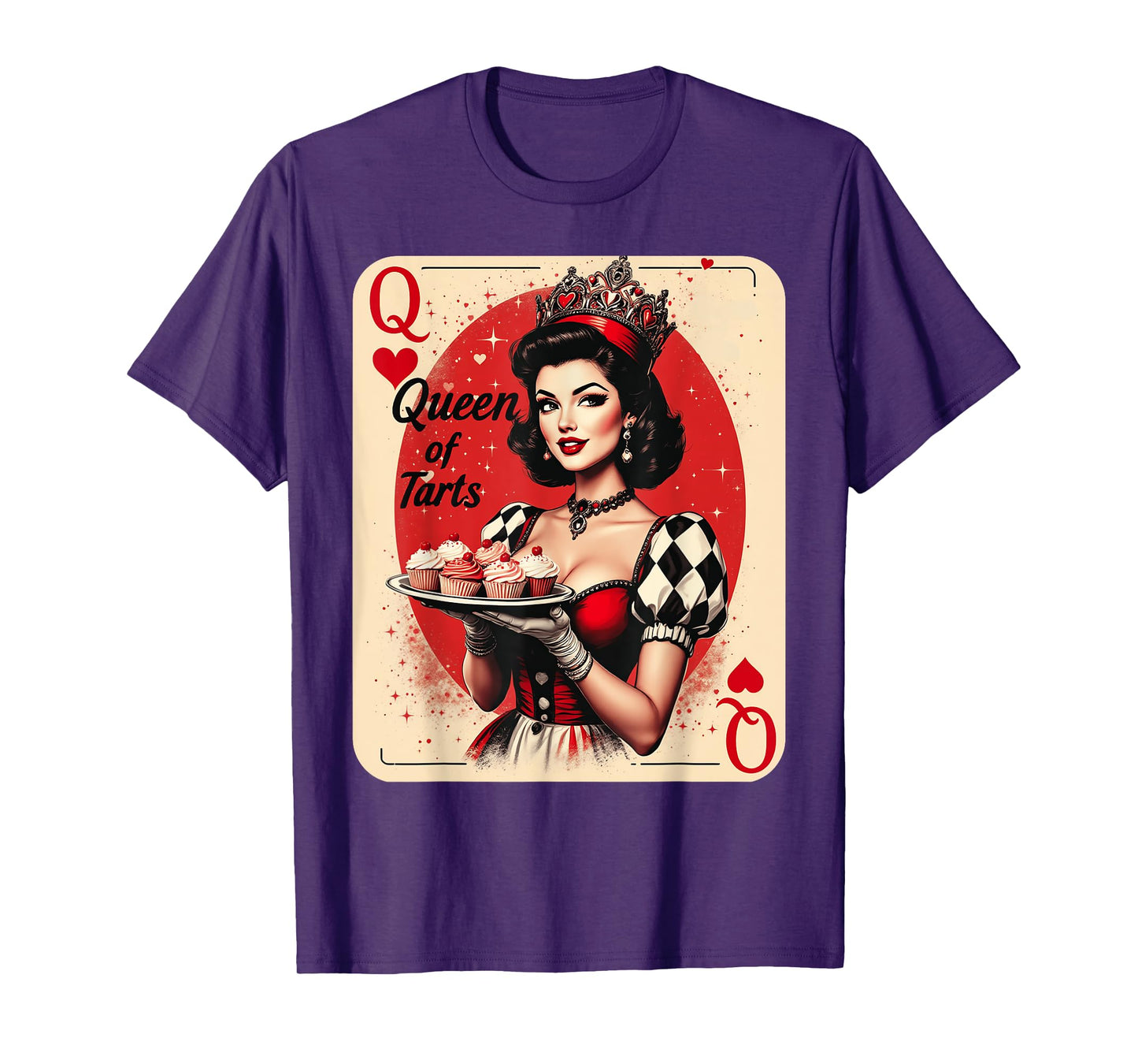 Queen Of Tarts Vintage Pin-Up Illustration Baker Cupcakes T-Shirt