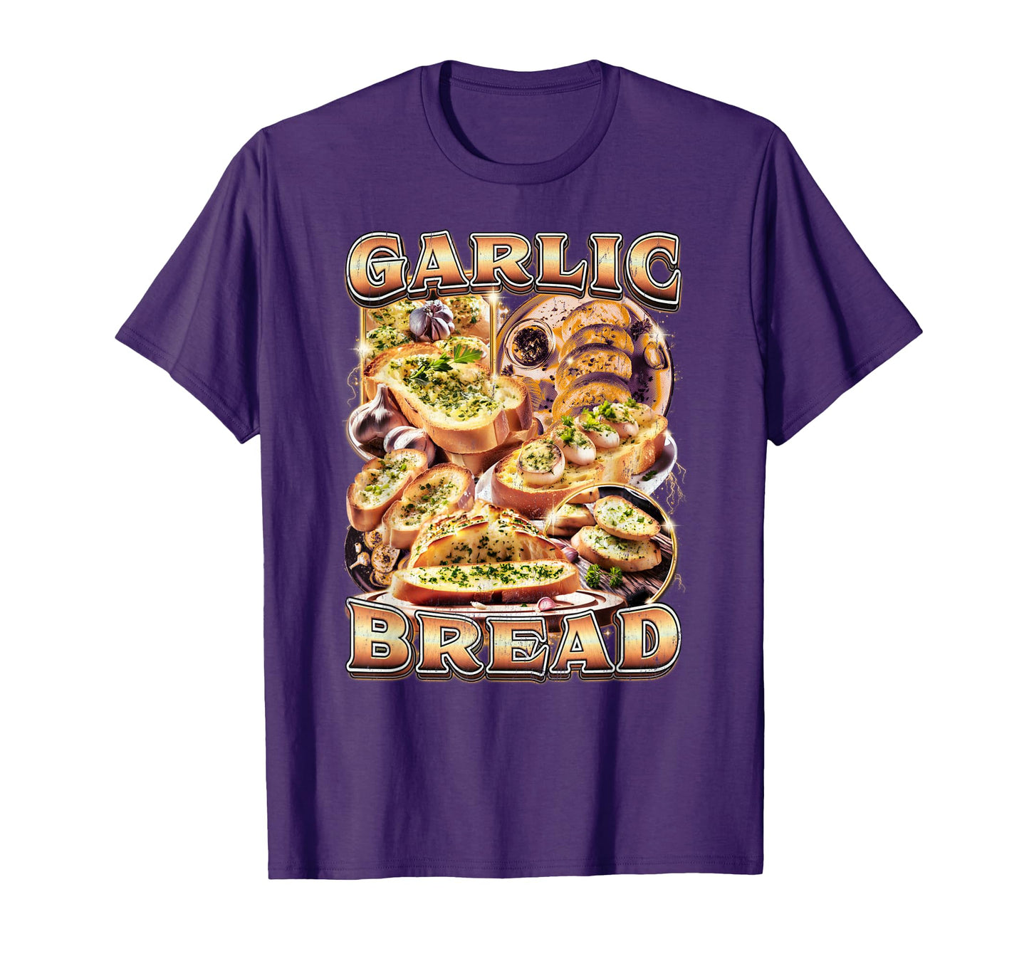 Bootleg Rap Style Garlic Bread Meme Food Ironic Vintage 90s T-Shirt