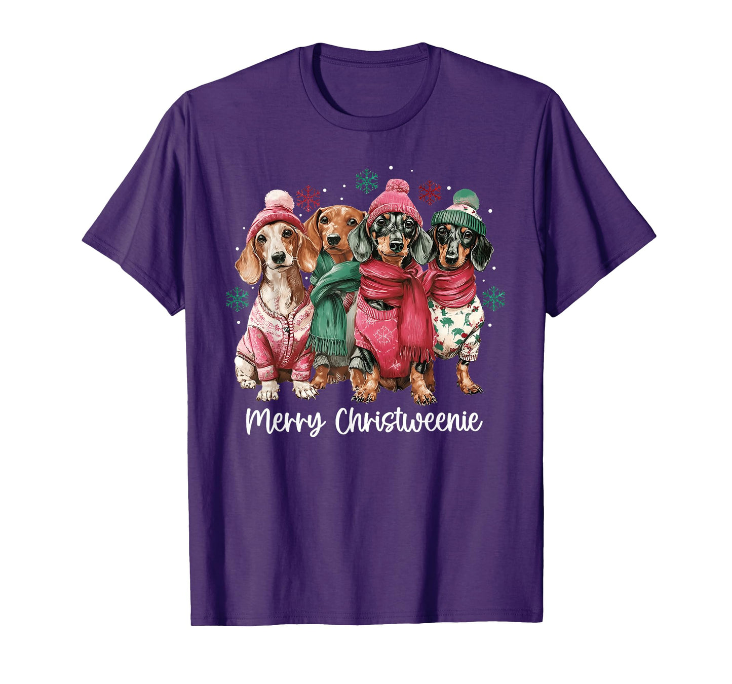 Merry Christmas Dachshund Dog Xmas Wiener Women Men Kids T-Shirt