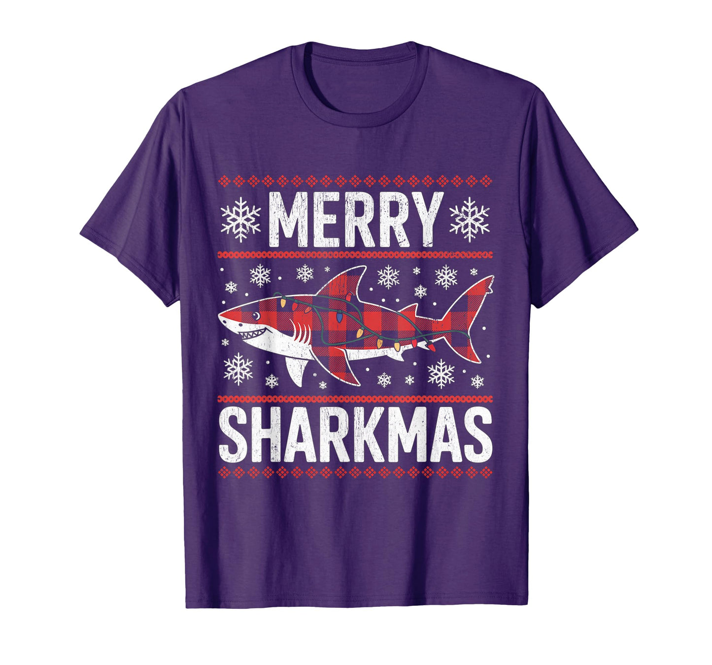 Merry Sharkmas Funny Shark Santa Hat Ugly Christmas Sweater T-Shirt