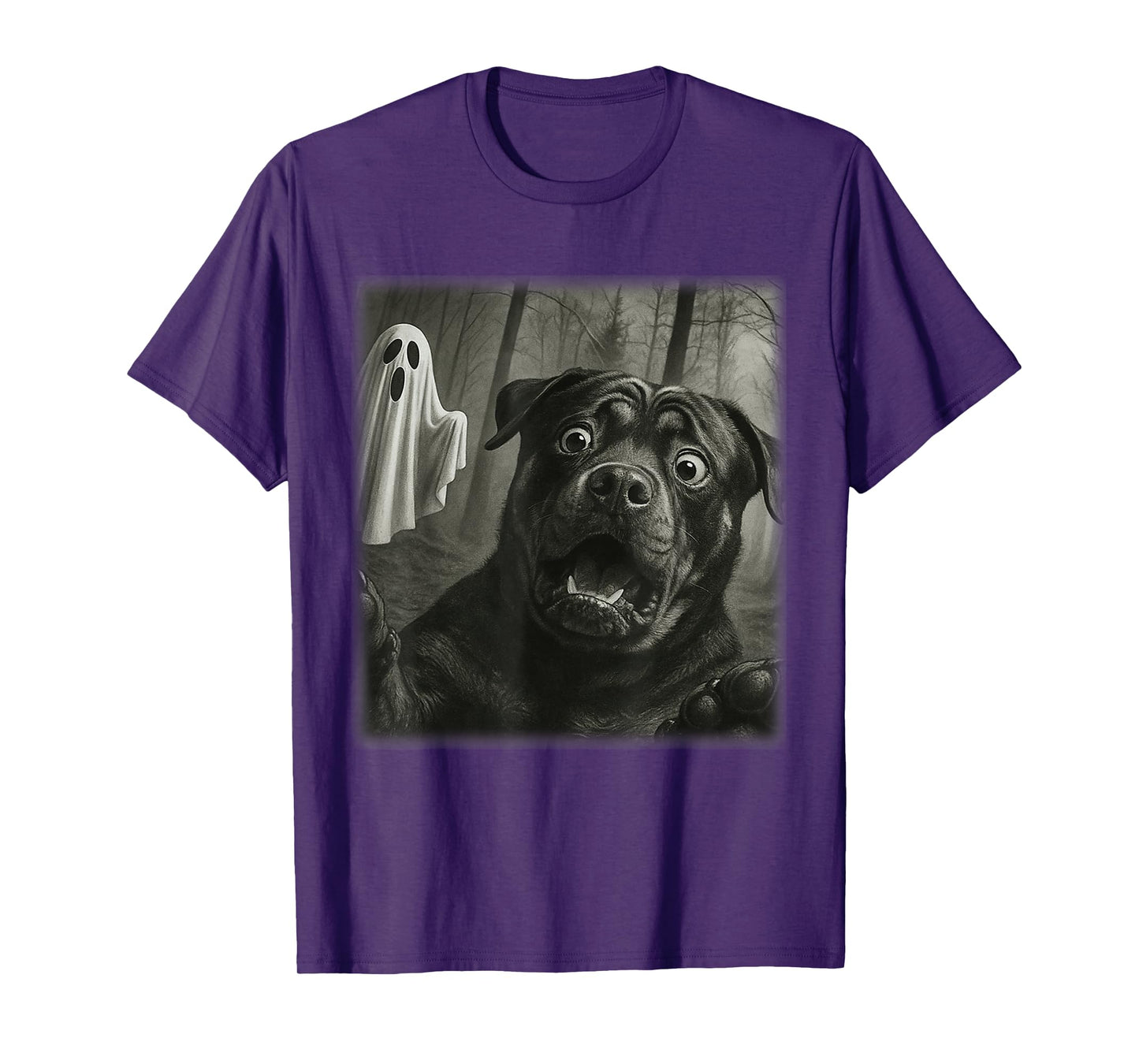 Funny Halloween Rottweiler Dog Selfie with Spooky Ghost T-Shirt