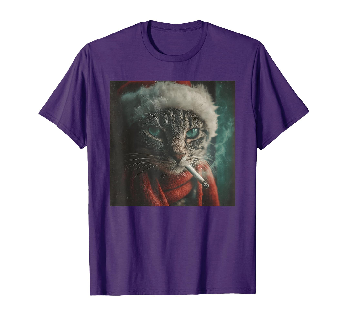 Santa Cat Cigarette Noir Holiday Winter Scarf Festive T-Shirt