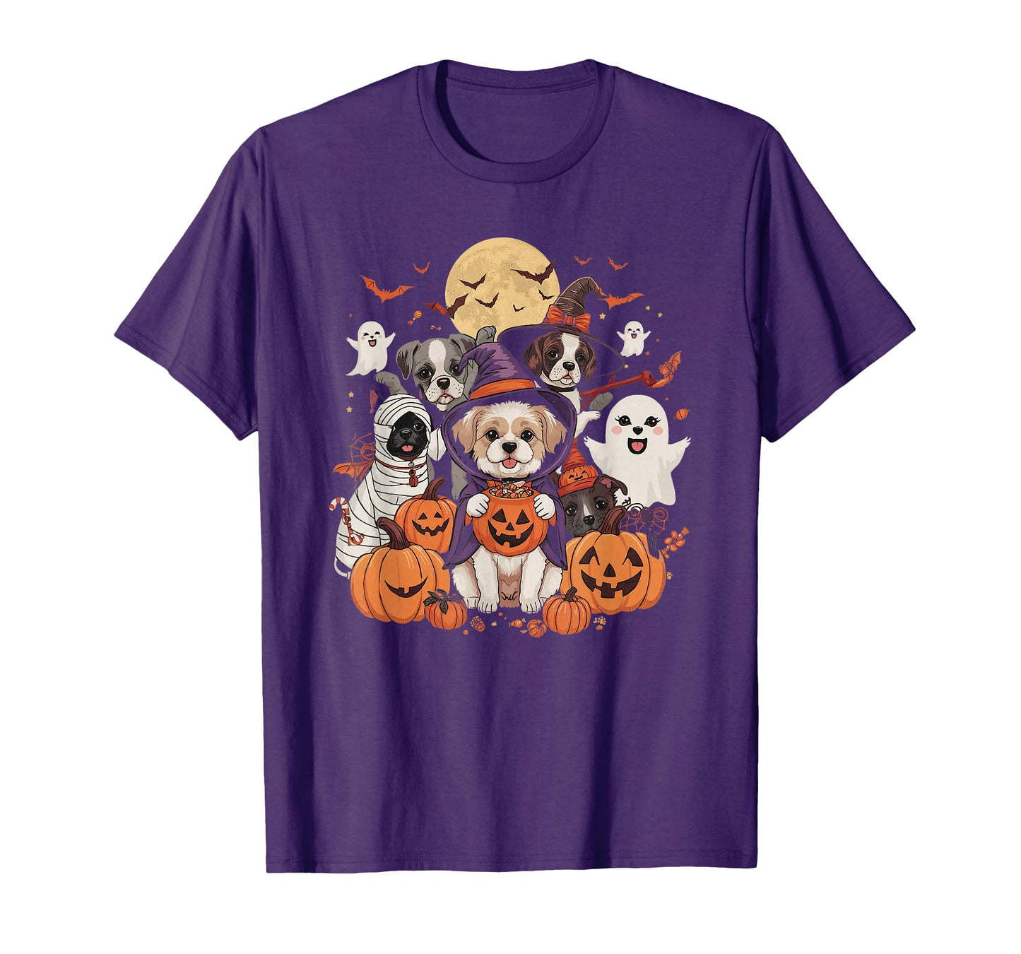 Cute Mummy Witch Ghost Halloween Dog Costume Men Women Kids T-Shirt