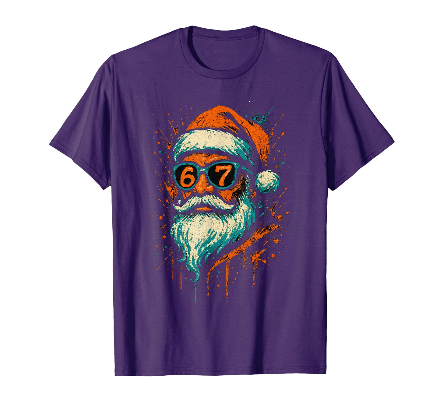 67 Christmas Santa Face 6 7 Meme Six Seven Teen Boys Kids T-Shirt