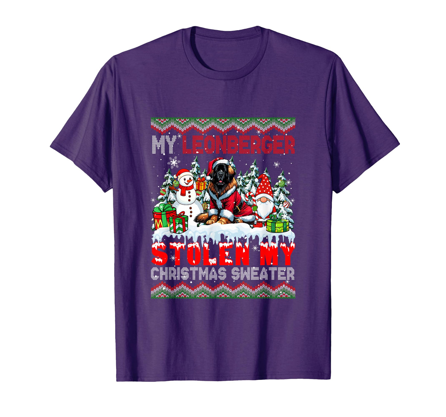 My Leonberger Stolen My Christmas Sweater Santa Dog Gnome T-Shirt