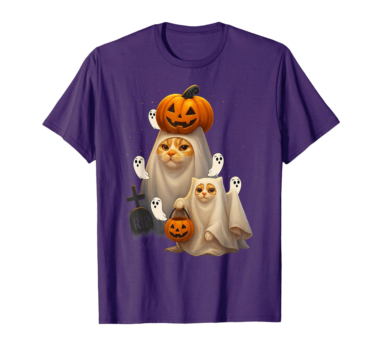 Witch Cat Meme Halloween Funny Ghost Kitty Men Women T-Shirt