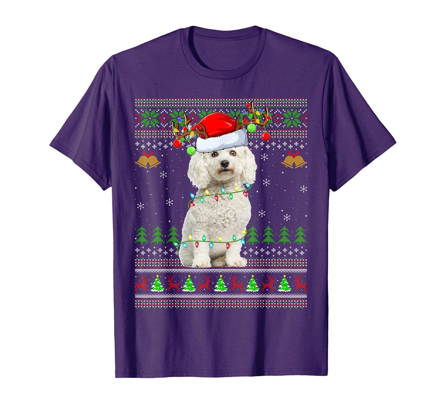 Bichon Frise Dog Ugly Christmas Sweaters Holiday Santa Xmas T-Shirt