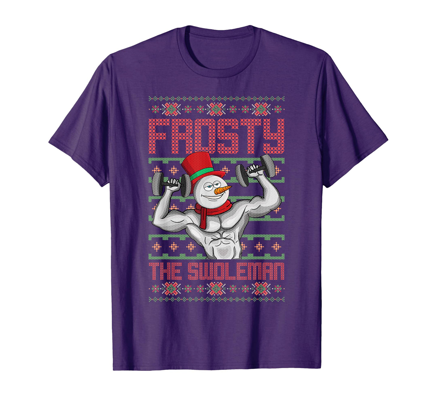 Frosty The Swoleman Snowman Workout Funny Christmas Gym T-Shirt
