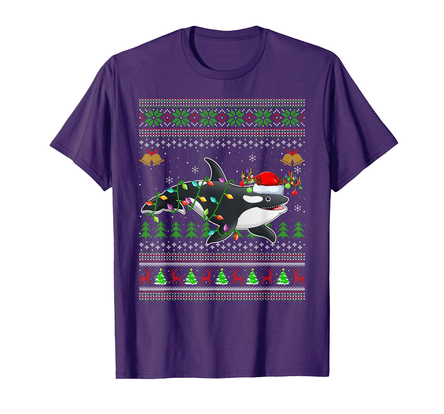 Orca Whale Ugly Christmas Sweaters Santa Sea Animal Xmas T-Shirt