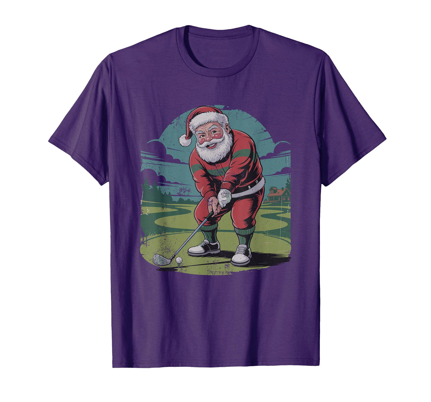 Santa Playing Golf Retro Vintage 90s Christmas Holiday T-Shirt