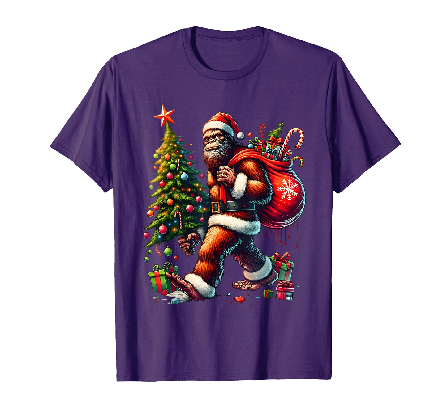 Most Wonderful Christmas Bigfoot Christmas Tree Lights Xmas T-Shirt
