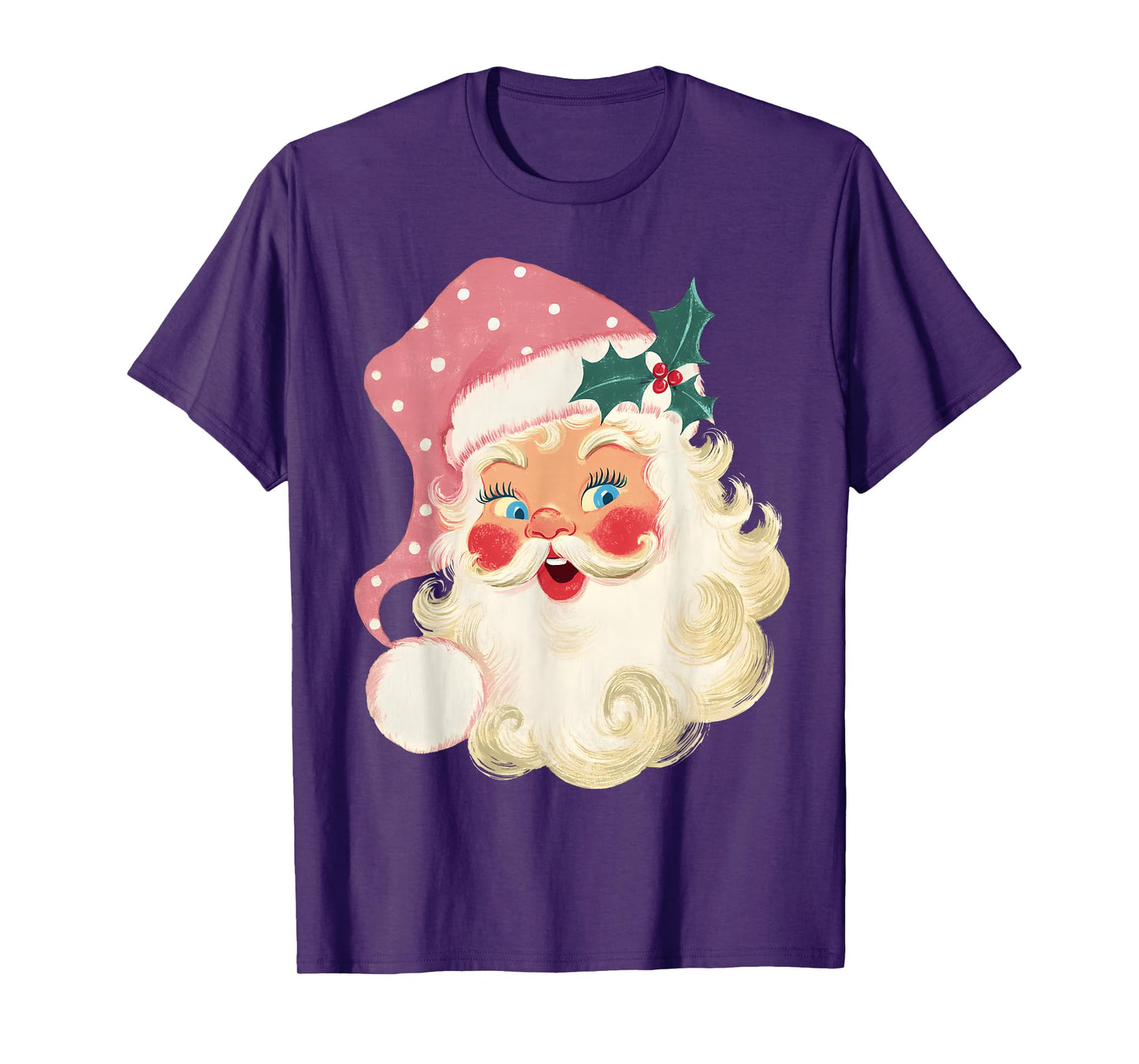 Vintage Retro Pink Santa Claus Christmas Xmas Men Women Kid T-Shirt