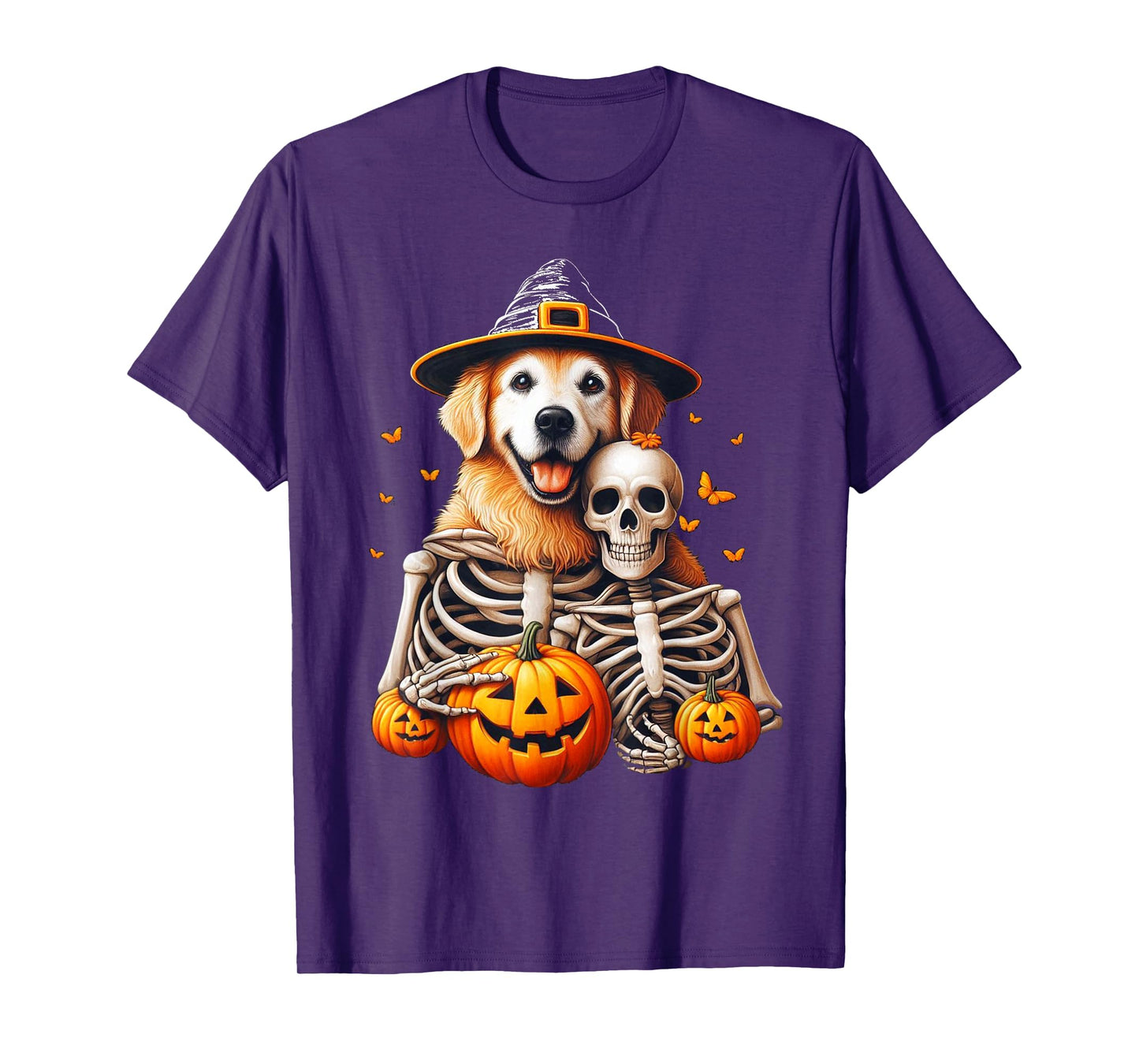 Golden Retriever Dog Costume Spooky Pumpkin Halloween T-Shirt