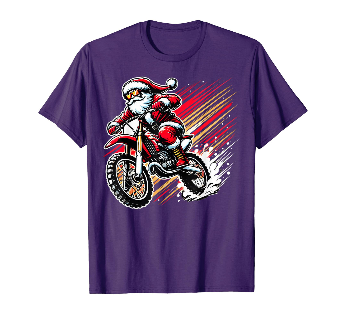Santa Riding a Dirt Bike Christmas Motocross Racing Graphic T-Shirt