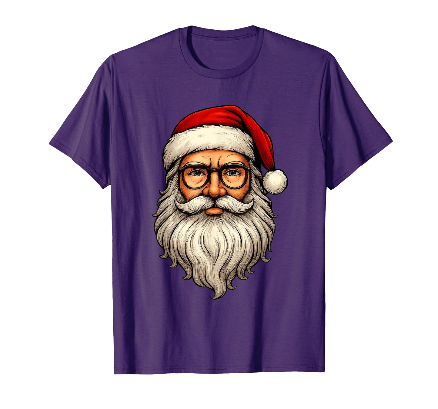 Santa Claus Face Sunglasses Men Women Cool Hipster Christmas T-Shirt
