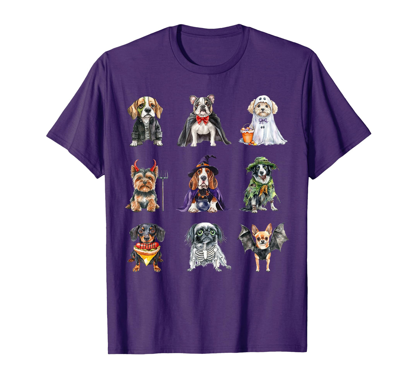 Funny Halloween Dog Costumes Ghost Witch Zombie Skeleton T-Shirt
