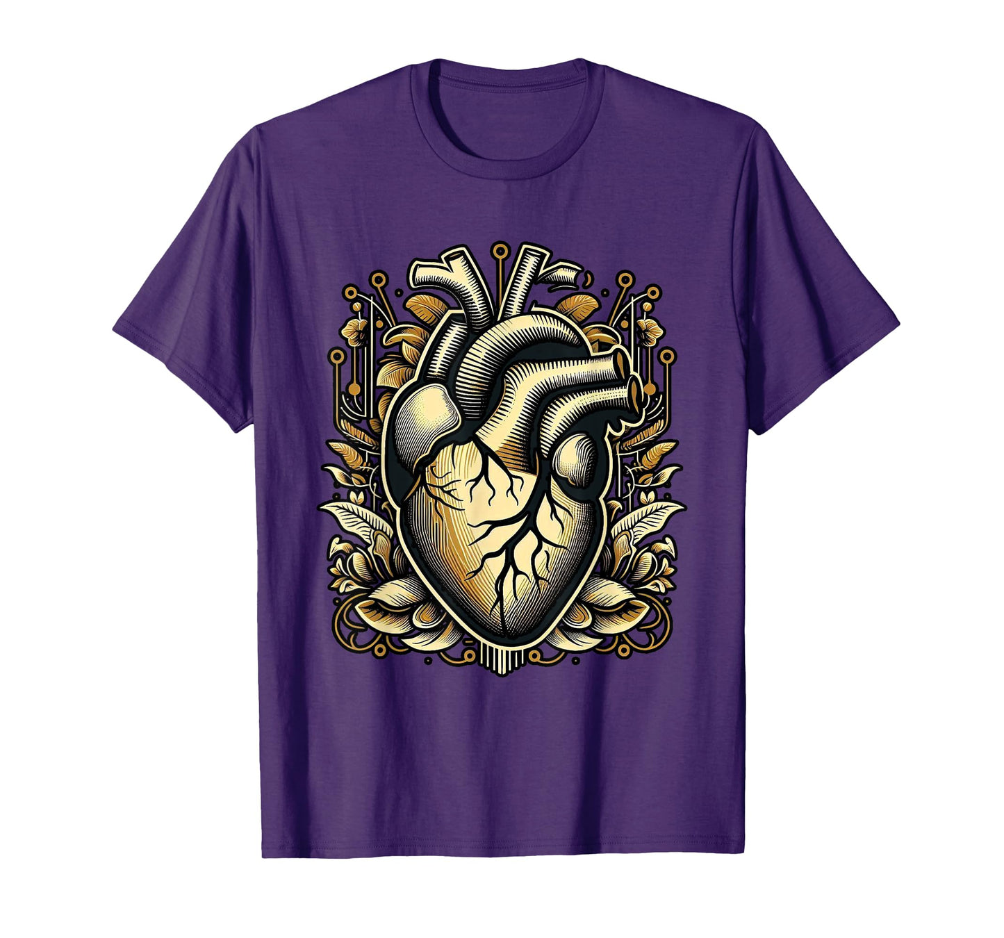 Anatomical Heart with Roots Vintage Style Heart Art T-Shirt