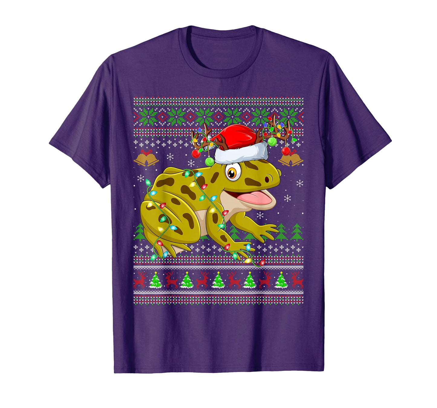 Frog Ugly Christmas Sweaters Holiday Santa Cute Xmas T-Shirt