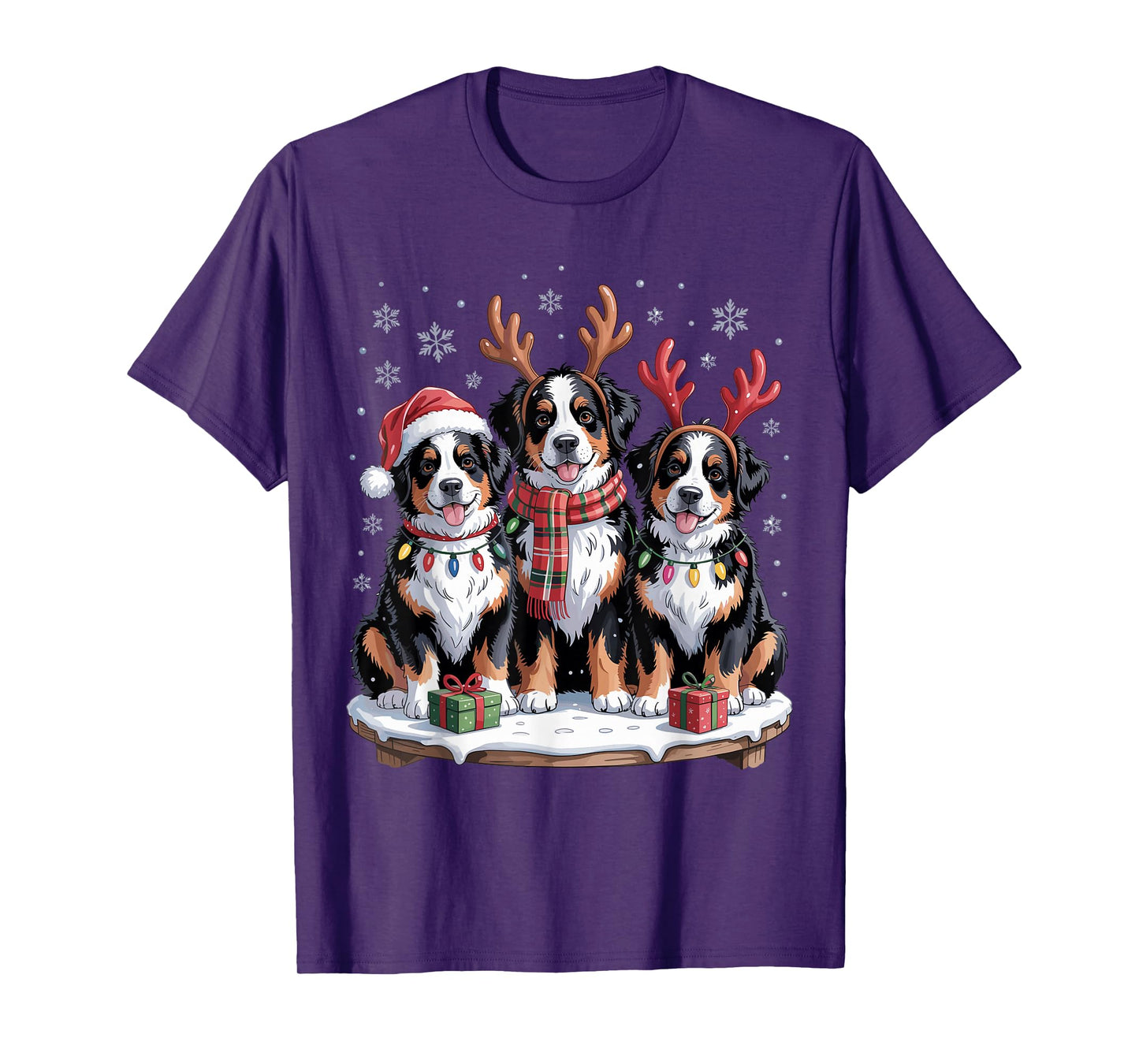 Cute Bernese Mountain Christmas Puppies Dog Lovers Holiday T-Shirt