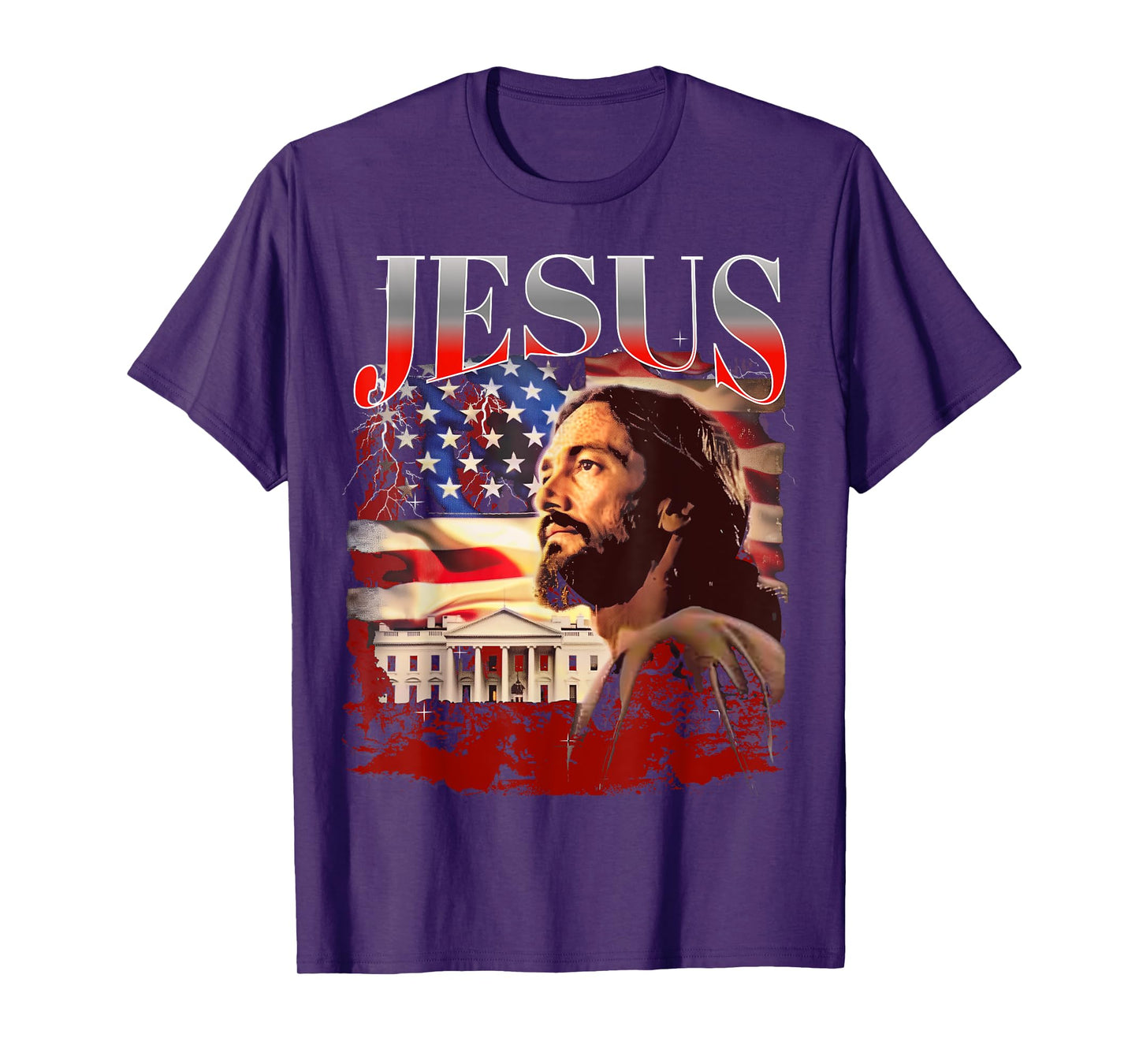 Jesus USA America Patriot Meme 90s Bootleg Rap Merch Style T-Shirt