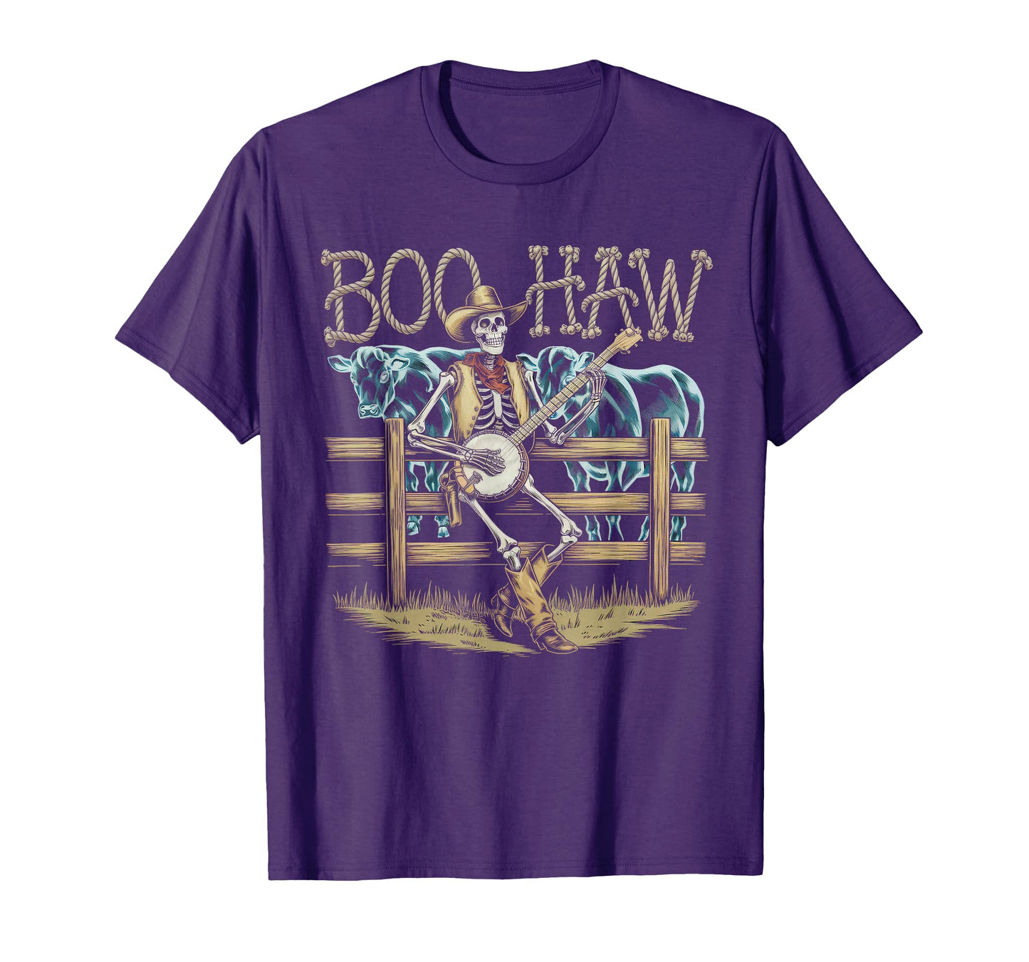 Halloween Costume Boo Haw Witch Skeleton Scary Rodeo Western T-Shirt