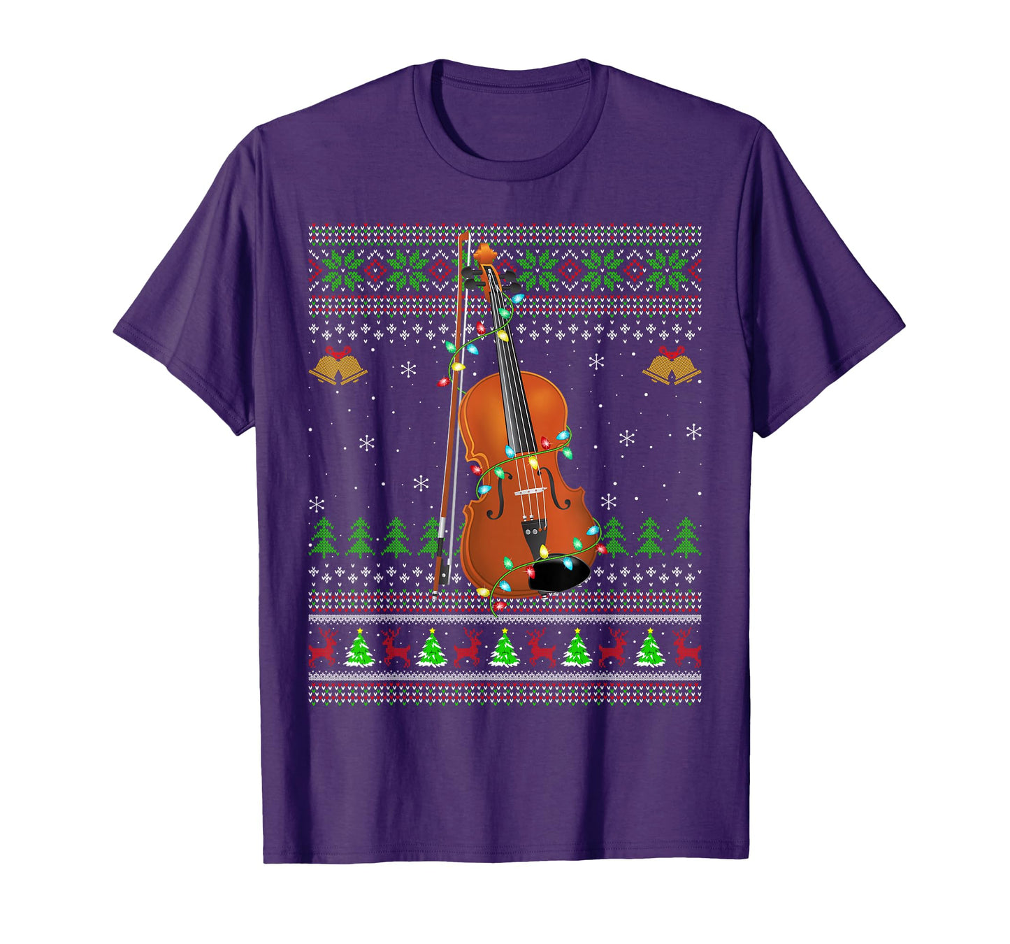 Violin Ugly Christmas Sweaters Violin Music Lover Xmas T-Shirt