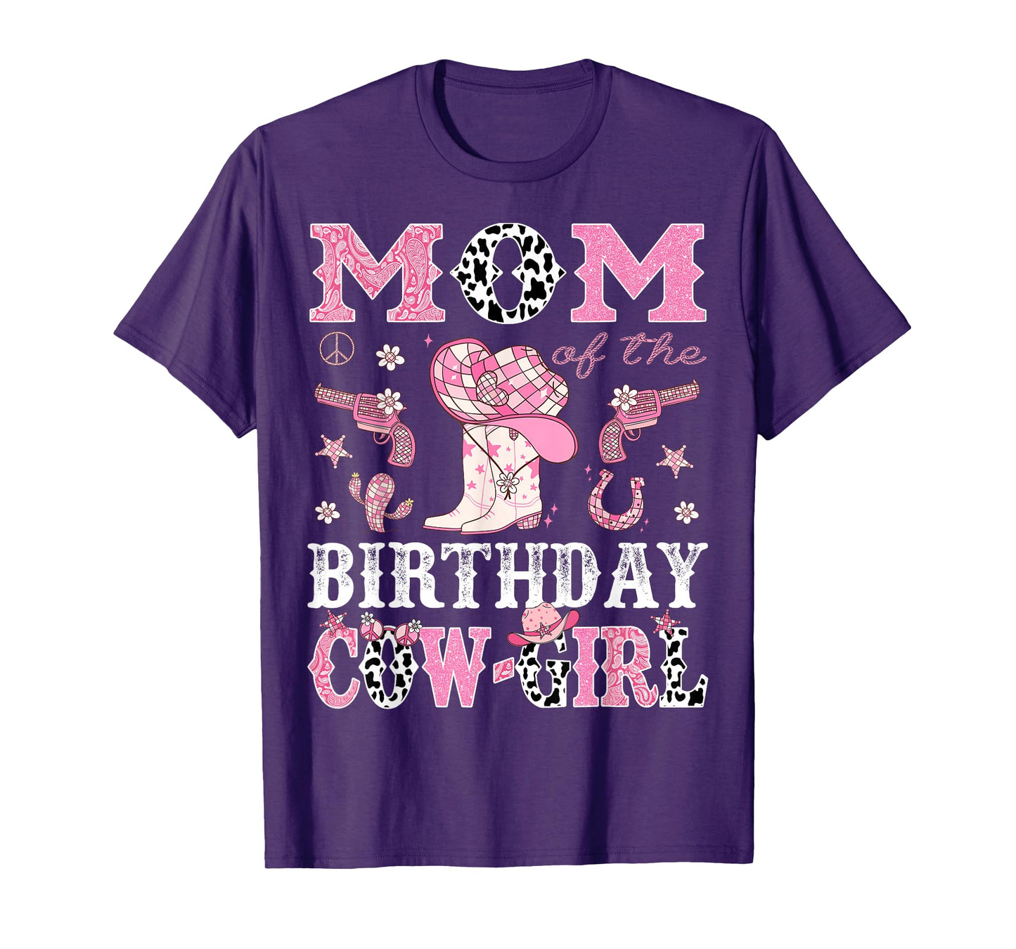 Mom Of The Birthday CowGirl Pink Disco Rodeo Western T-Shirt